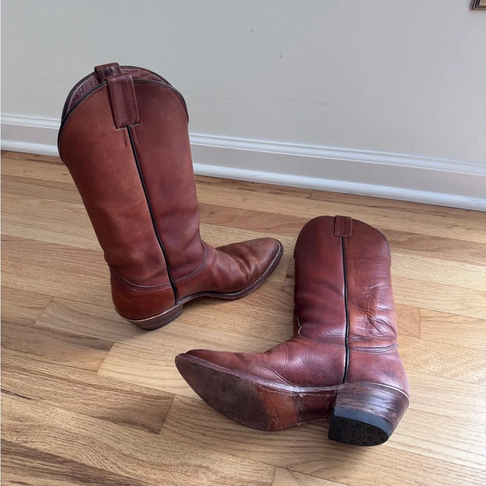 Vintage Nocona Brown Leather Boots‎ Western Cowboy Men's Size 9D